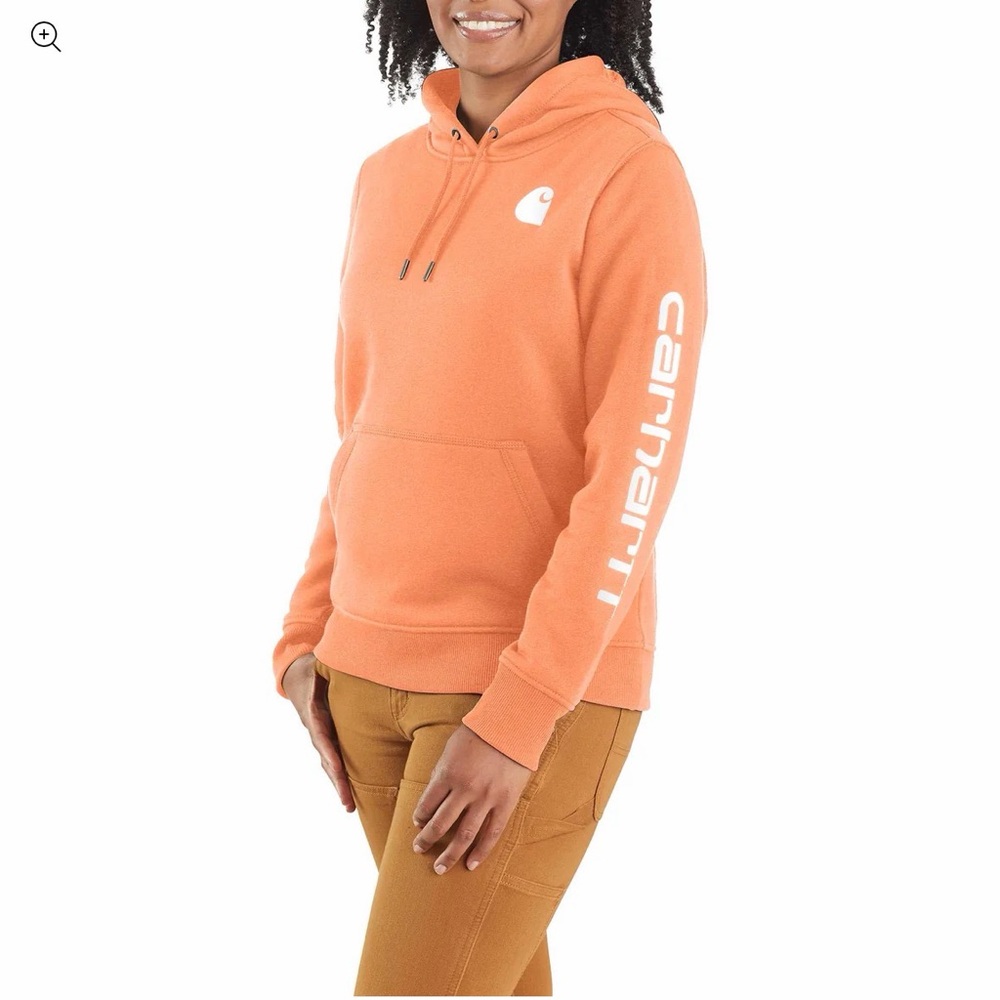 New Carhartt Womens Hoodie Sweatshirt Relaxed Fit Orange S Small